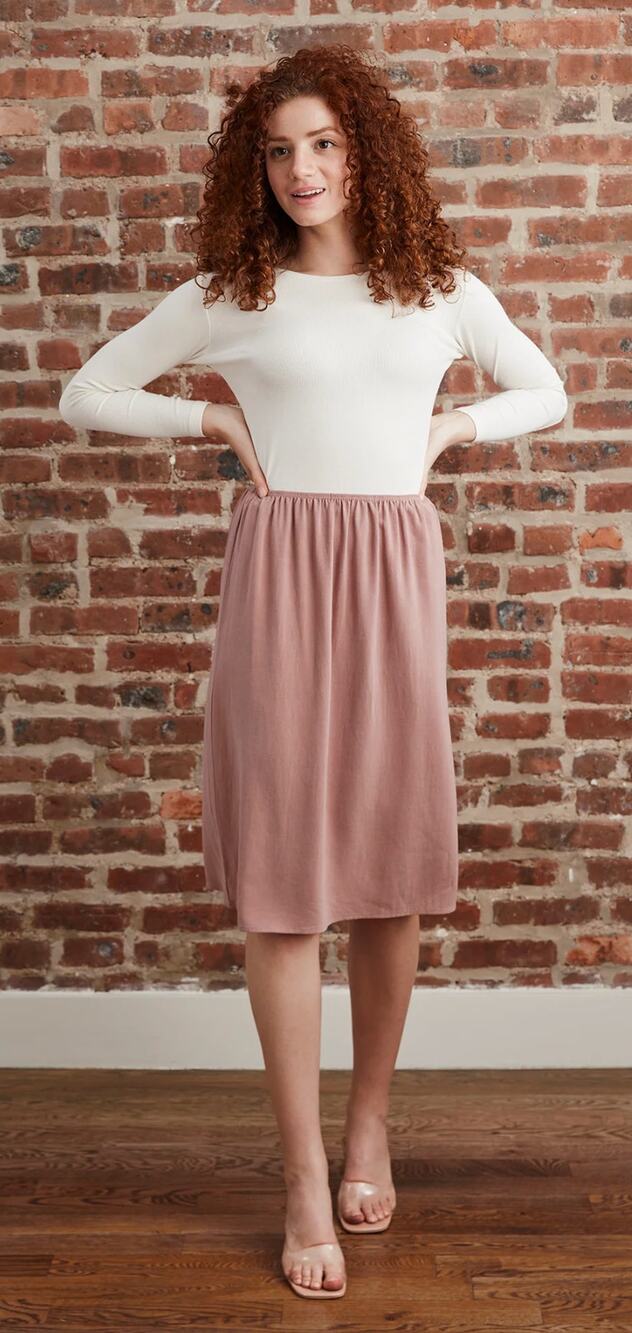 Mimu Maxi Slip On Skirt Mauve Womens XS Linen Blend New